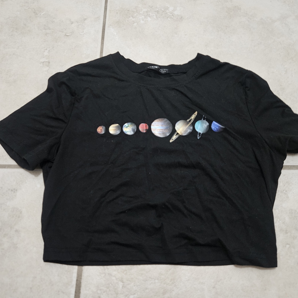 SHEIN Black Solar System Kids Tee